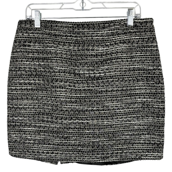 Tahari Elena NWT Woven Tweed Skirt Black White Size 12 Contemporary Office - Picture 1 of 11